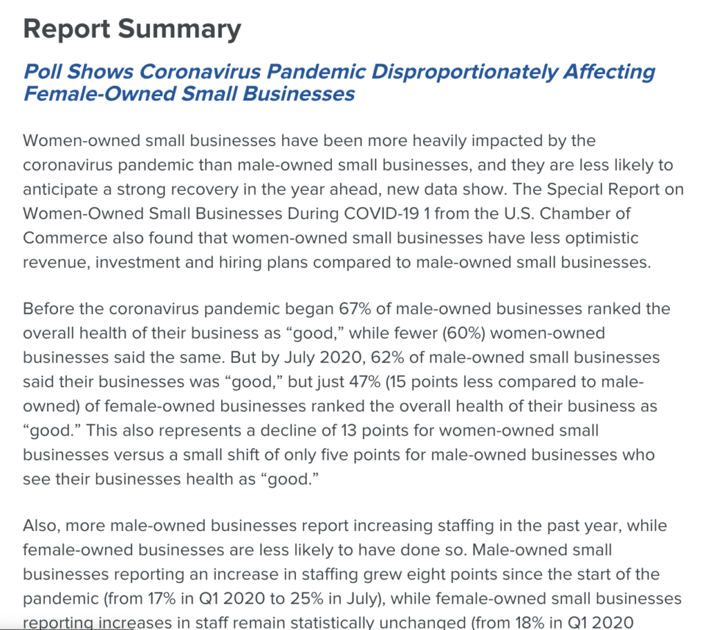 Poll Shows Coronavirus Pandemic Disproportionately Affecting Female-Owned Small Businesses