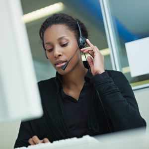 Stock photo of call center worker
