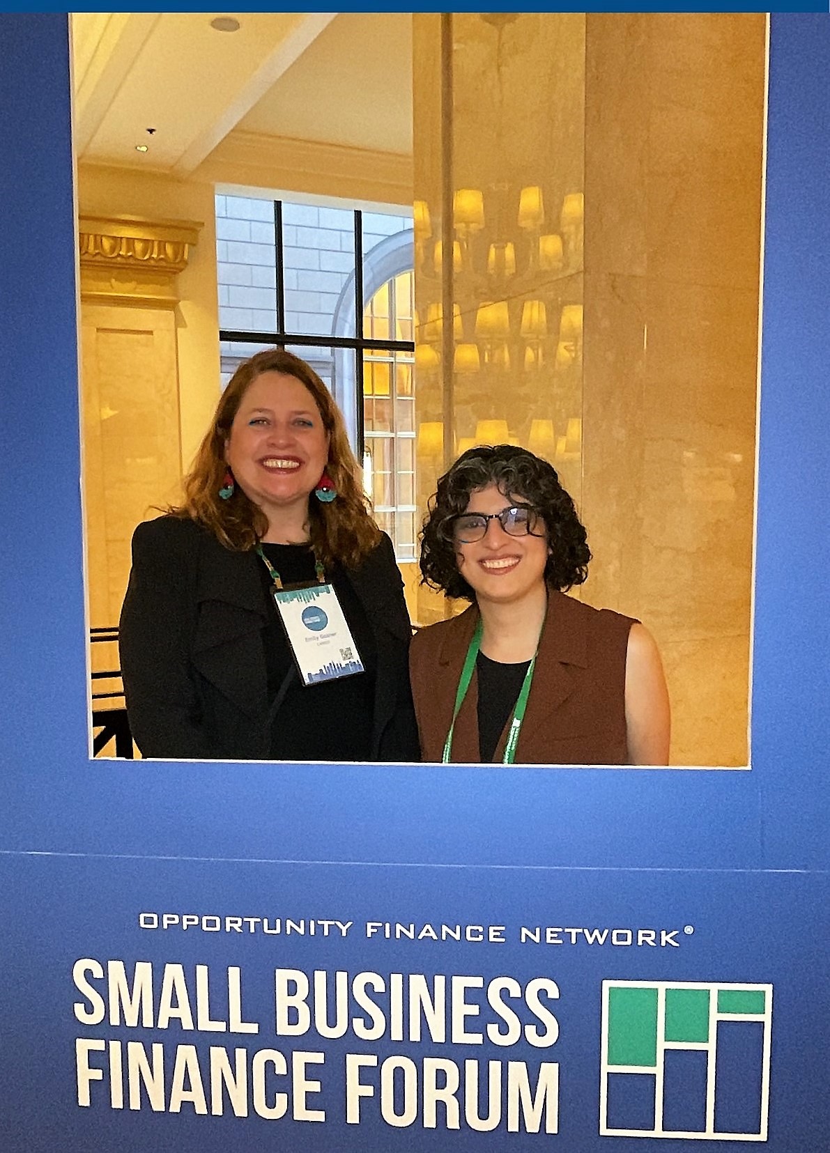 Photo of Emily Gasner and Daniela Fernandez-Ulen at OFN Small Business Finance Forum 2023
