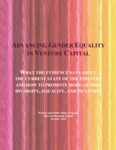 cover page of report on advancing gender equality in venture capital