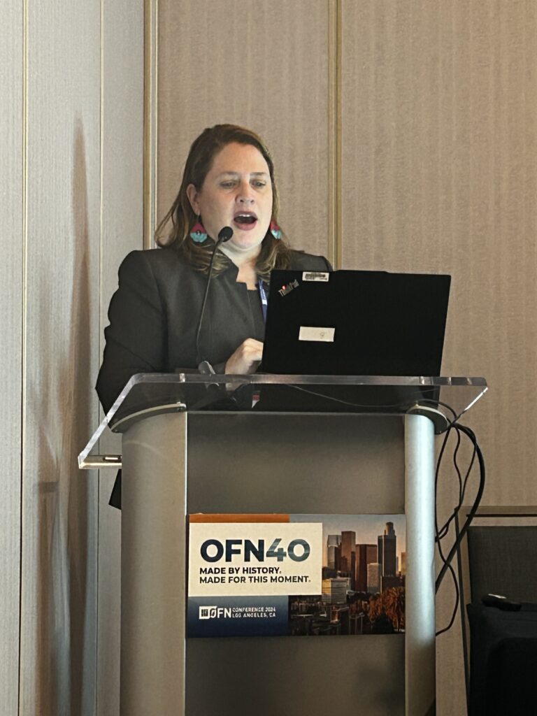 Emily Gasner speaking at OFN40