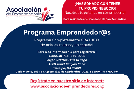 Programa Emprendedor@s -Residentes del Condado de San Bernardino