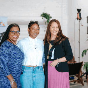 Small business owner AmaYah Harrison with Dr Tara Lynn Gray and Carolina Martinez