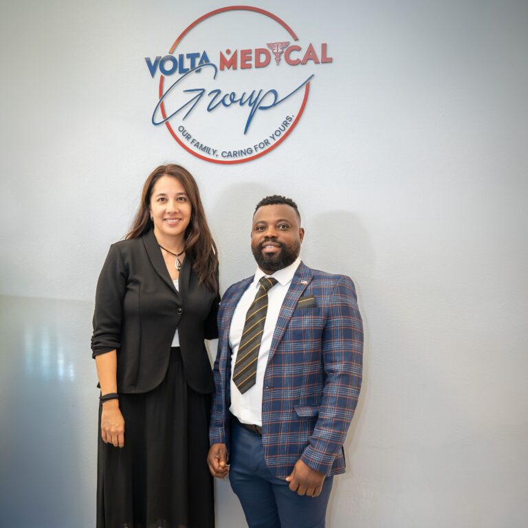 VoltaMed owner Maxwell Setsoafia with Carolina Martinez